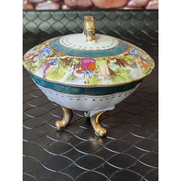 Royal Vienna Style Trinket/Jewelry Dish Courting Scene - Picture 4 of 6